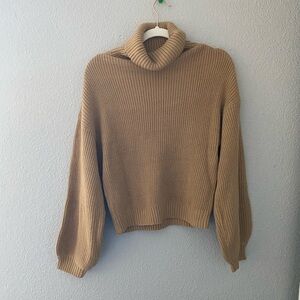 Brown turtleneck sweater.
